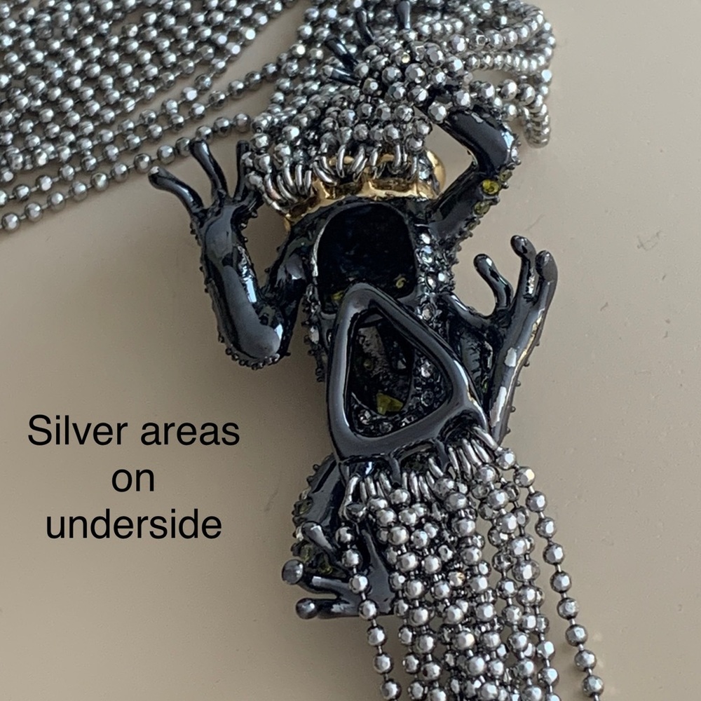 Alexis Bittar Asymmetrical Crystal Frog Draped Multi Strand Ball Chain Necklace - Picture 3 of 14